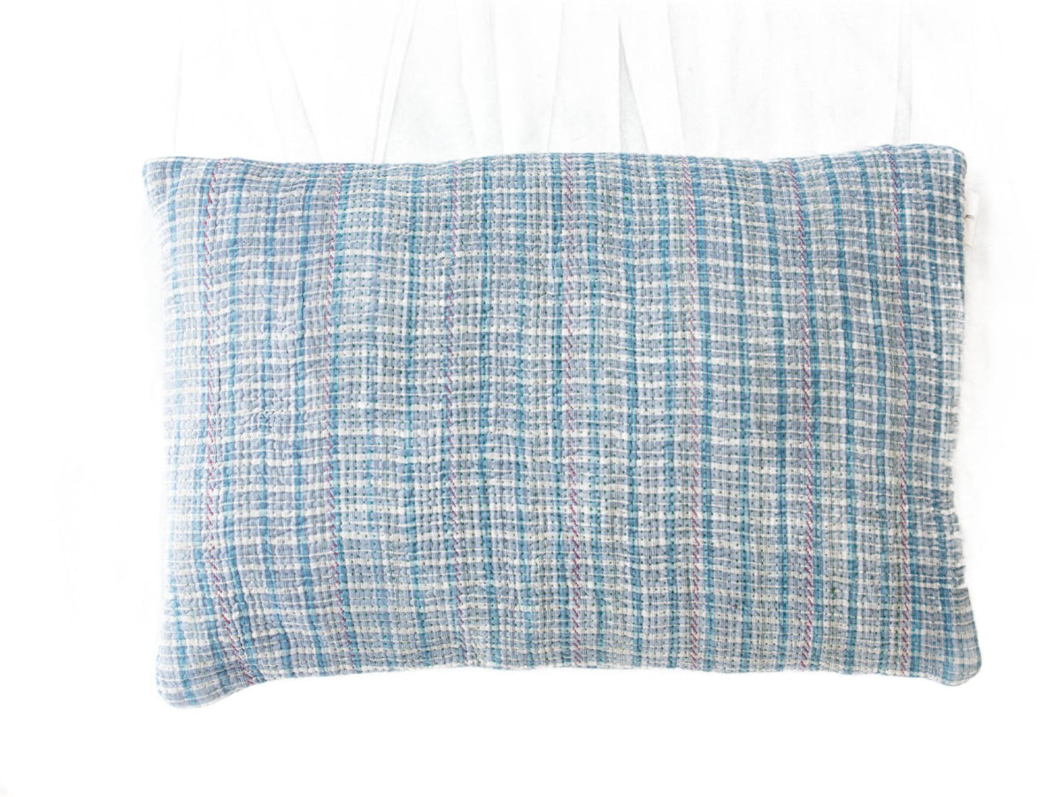 Sari pillowcase 60x40 in pink, turquoise and cream with oriental boho/bohemian pattern and colorful applications (unique pillow)