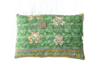 Sari pillowcase 60x40 with vintage oriental boho pattern in dark blue/black, red and beige details as well as Indian sari pillow patterns, unique ethnic pillows