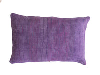 Sari pillowcase 60x40 with dark blue and old pink colors, decorative oriental checks and plum patterns and ethnic details - unique Indian pillowcase in boho/vintage style