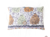 Sari pillowcase 60x40 cm with white base and colorful oriental patterns in red, green, blue and purple - unique sari pillow in boho/bohemian style