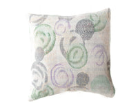 Sari pillowcase 50x50 in vintage boho/bohemian style with pastel colors in mint, purple and light gray as well as ethnic patterns in a patchwork look